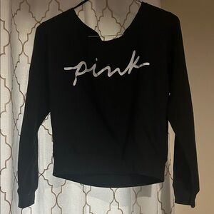 PINK Victoria's Secret Black Sweatshirt with White Logo